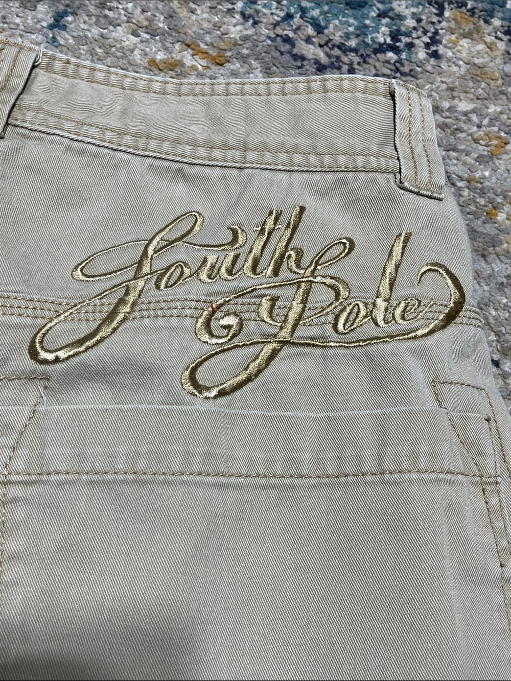 Y2K South Pole Baggy Tan Cargo Shorts with Embroidered Back Logo Size 29 - Picture 7 of 16